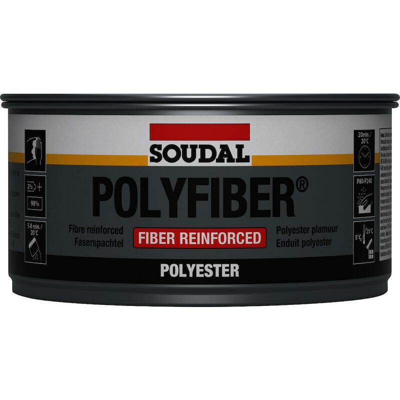 POLYESTERPLAMUUR GRIJS      POLYFIBER 500GR SOUDAL
