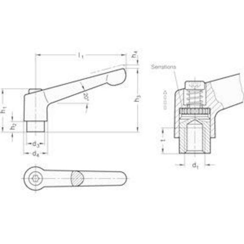 KLEMHENDEL VERSTELBAAR ZW.  300.1-45-M6-SW  GANTER