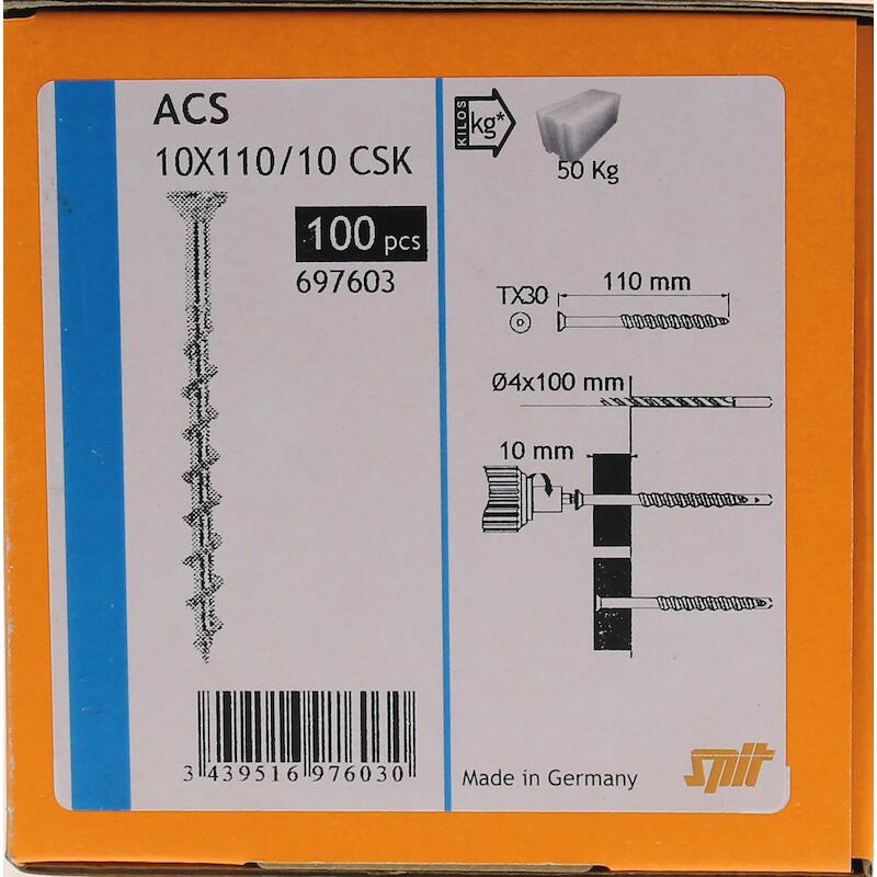 VIS YTON TF 10X110          ACS CSK    697603 SPIT