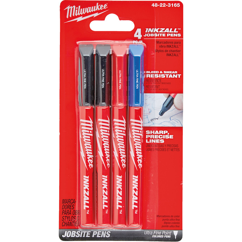 Milwaukee - Markeerstiftenset - inkzall - Ultra fijne punt - 0,6 mm - 4-DELIG - 48223165 - 02880956