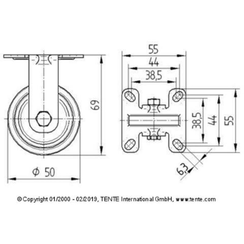ROUE CAOUT.FIXE GRIS 40KG   2478-DIK-050-P41 TENTE