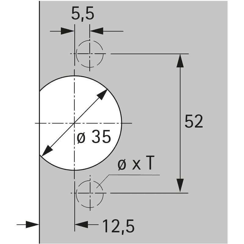 BOÎTIER DE CHARNIÈRE T22    77734 35MM     HETTICH
