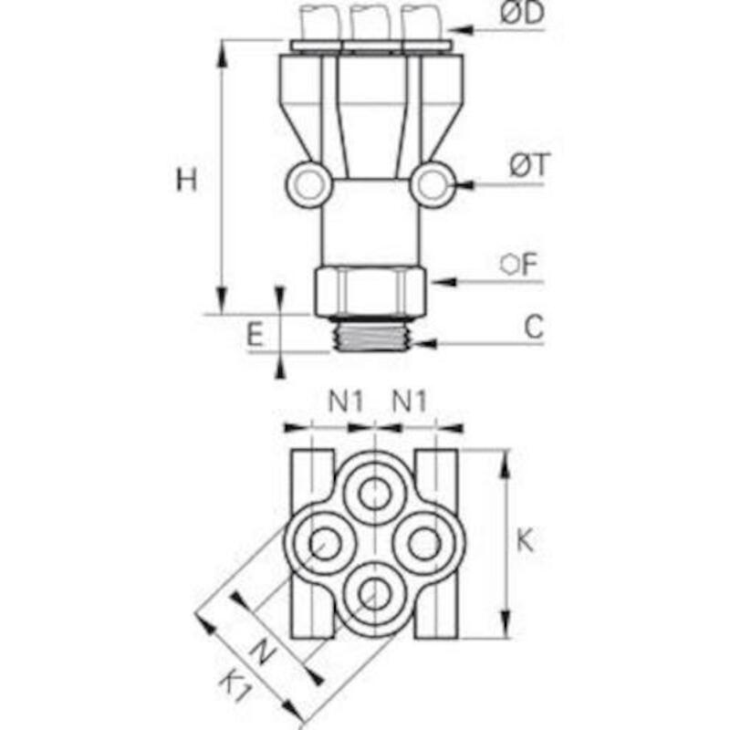 Y-INSCHR.KOPP.DUBBEL 4X1/4" 3132 04 13      LEGRIS