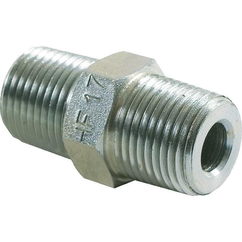 NIPPEL 3/8" X 3/8"NPT       HF17       STAAL HI-FO