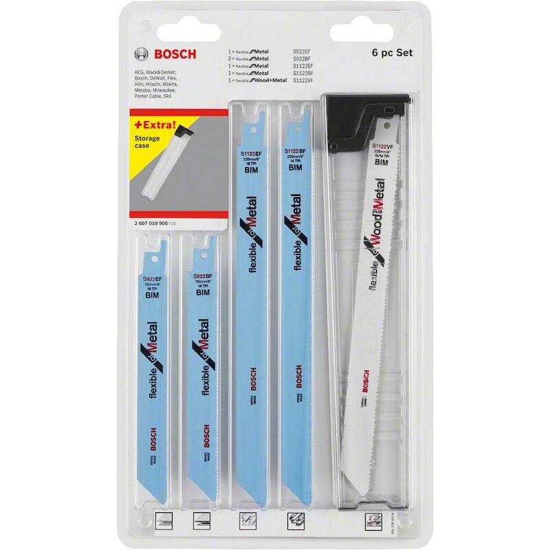 JEU LAMES SCIE SABRE BO/MÉ. 2607010906  (6PC)BOSCH