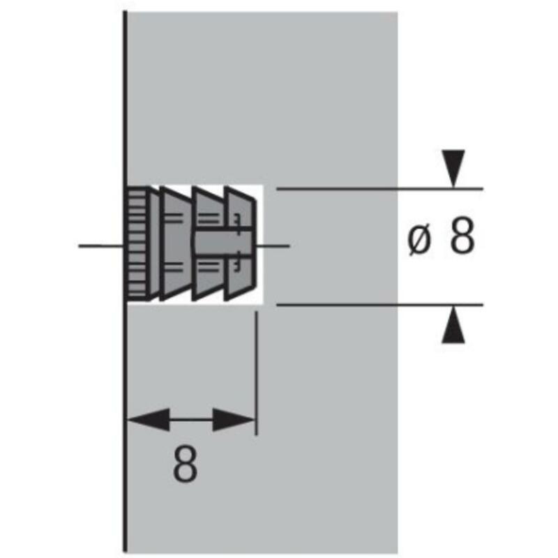 079529 MOF NR.30 8X8MM M4 KUNSTSTOF WIT HETTICH