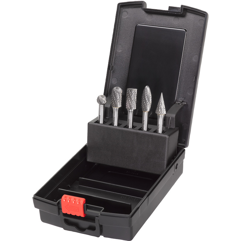 Milwaukee - Carbide burr set - 4932493577 - shank ø 6 mm - ø 10 mm - type B/C/D/H/M - 5-piece - din 8033 - 08099112