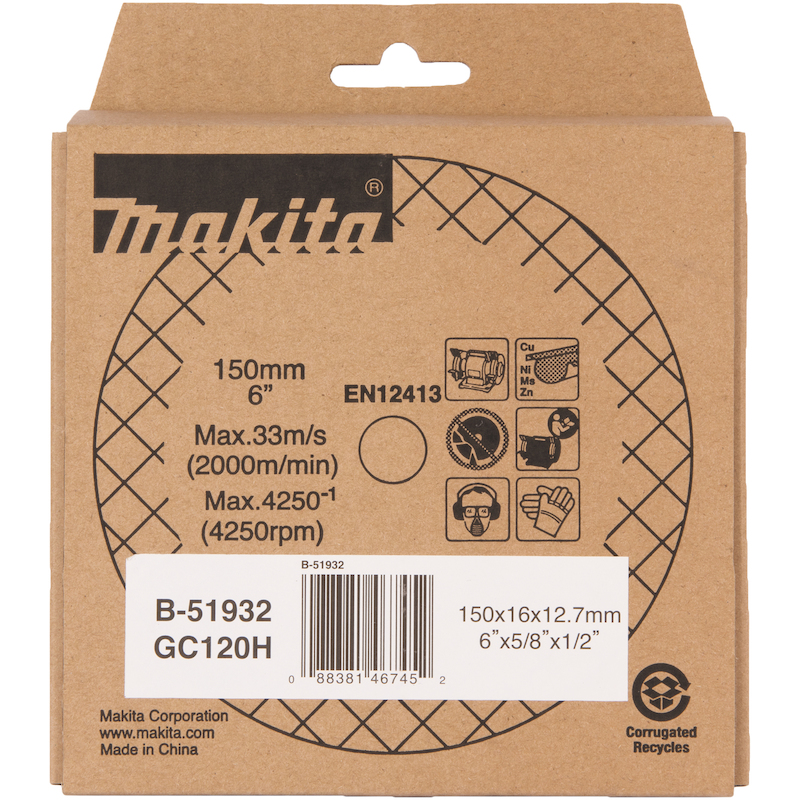 DISQUE DE PONÇAGE 150 X 16 X 12,7 MM, GC120H - B-51932 - MAKITA