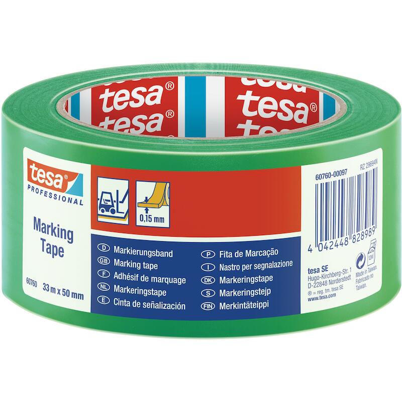RUBAN SIGN.HAZARD WARN.VERT 60760  50MM X 33M TESA