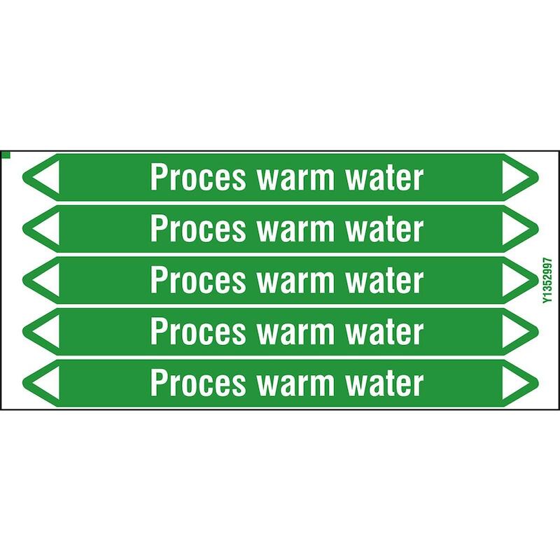 LEIDINGMERKER - BRADY N006183 - 'PROCES WARM WATER' WIT OP GROEN 150X 12 MM (5 EA)
