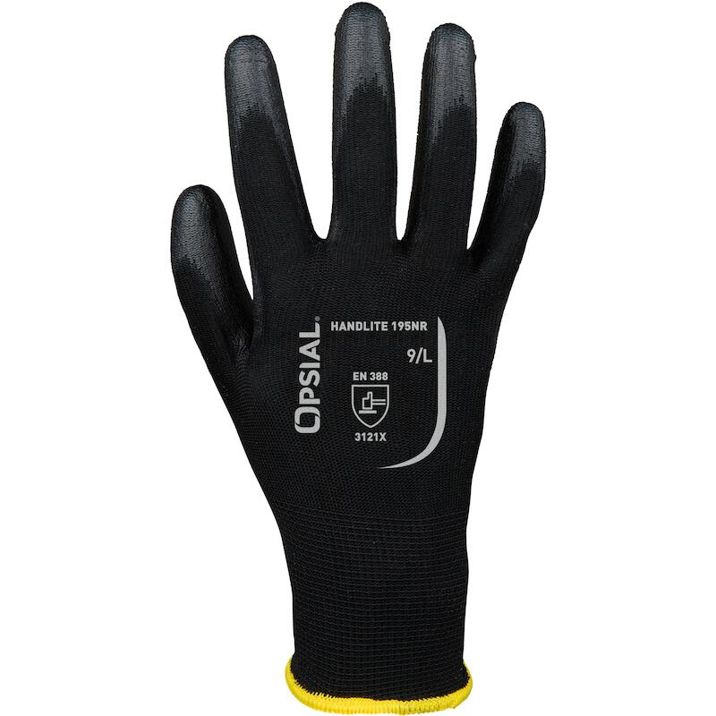 HANDSCH. POLYESTER/PU ZWART HANDLITE 195NR  10 OPS