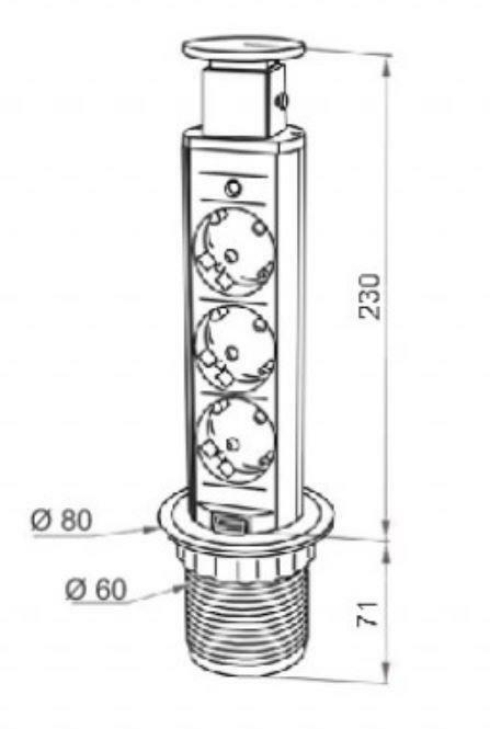 STEKKERDOOS SMARTLINE 3X    2095 ALU/60MM      BMB