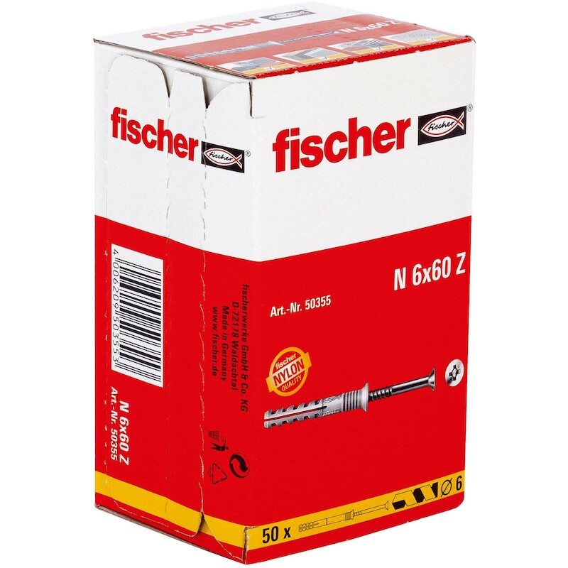 FISCHER N 6 X 60/30 S (50) NAGELPLUG N