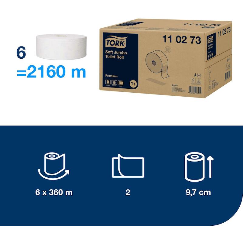 PAPIER-WC PREM.JUMBO-ROUL.S.110273-1800PCS-2P.TORK