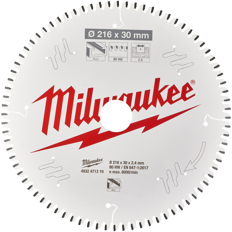 CIRKELZAAGBLAD 216MM   HOUT 4932471319 80T MILWAUK