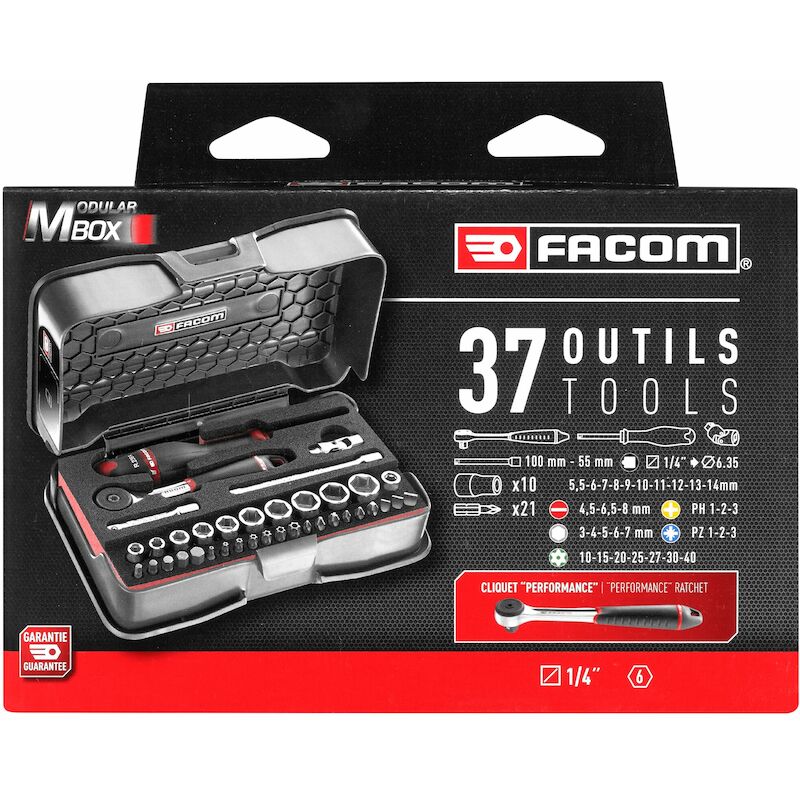 DOPPENDOOS 1/4" 6K + RATEL  R.161-6M6PB(37ST)FACOM