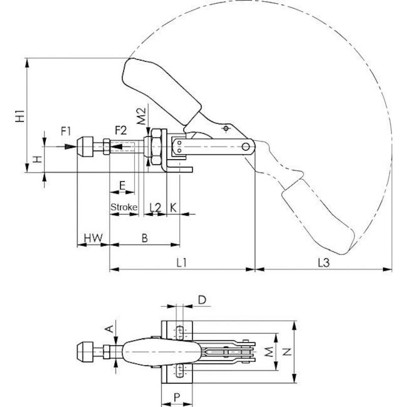 SAUT. A TIGE COULISS. AVEC EMBASE 6841/1-M4X20 AMF