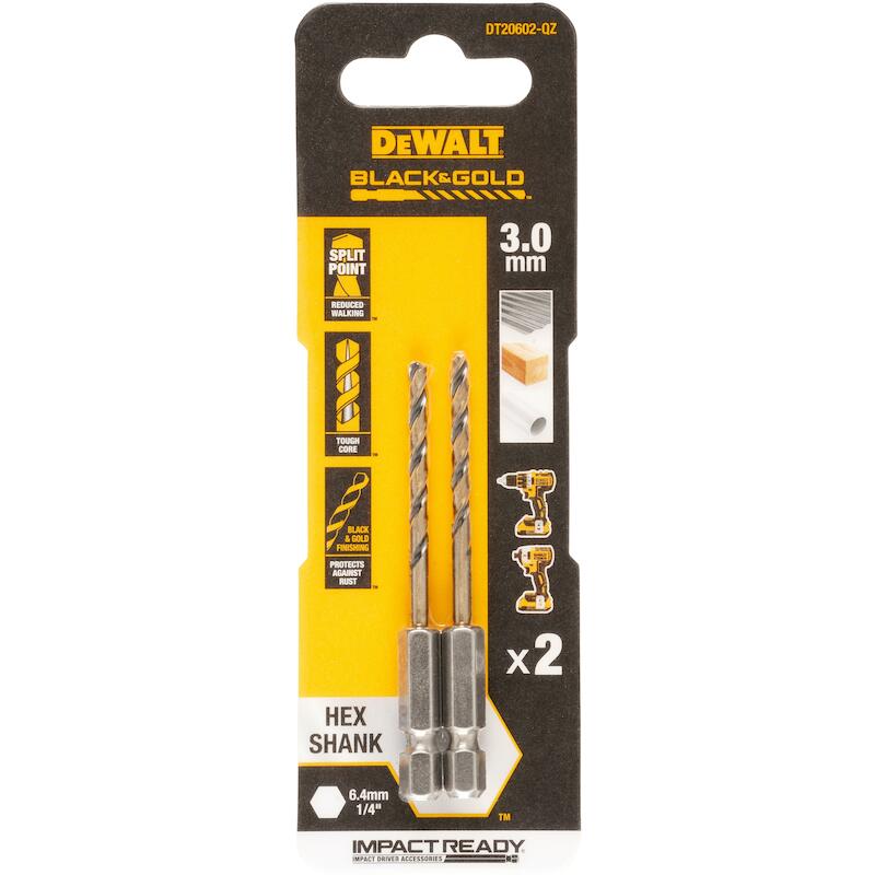FORÉT À MÉTAUX HSS 3X75MM   DT20602-QZ HEX 1/4"DEW