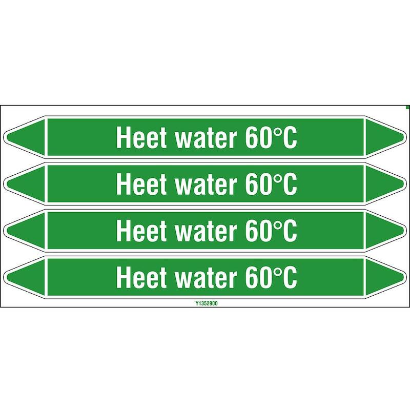 LEIDINGMERKER - BRADY N005983 - 'HEET WATER 60°C'WIT OP GROEN 250X 26 MM (4 EA)