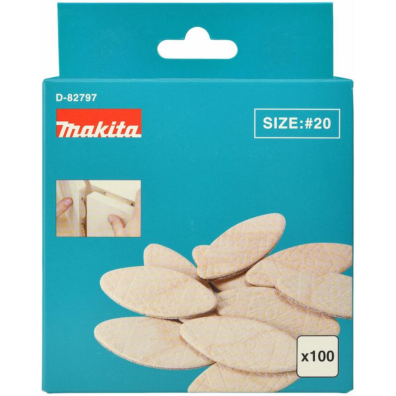 Makita - Lamelles d'assemblage - N° 20 - 56 x 23 x 4 mm - 100 pièces - D-82797 - 03417026