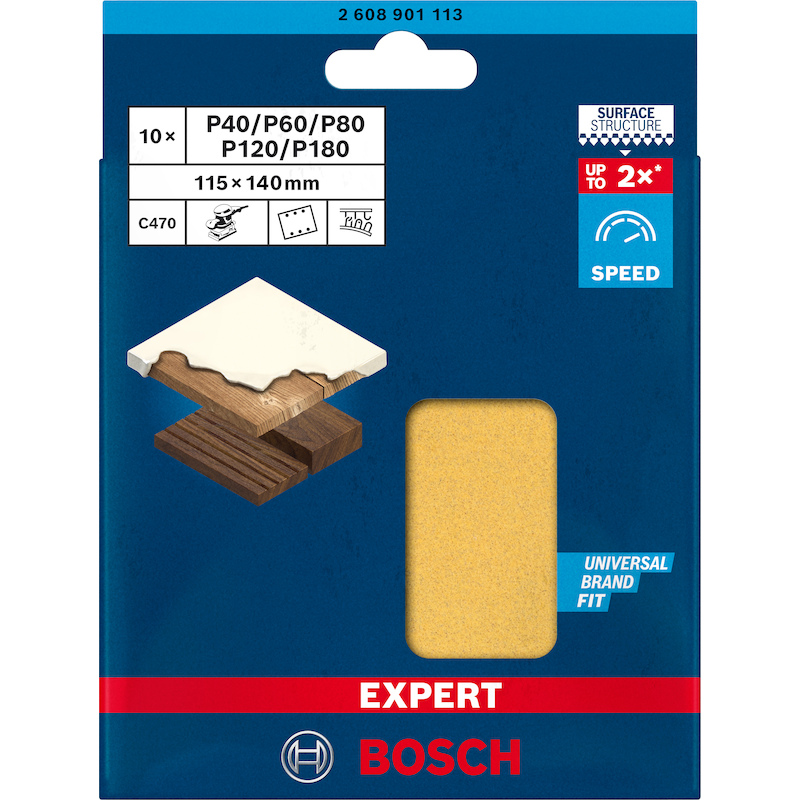 SET ABRASIFS BOIS 115 6G.   2608901113 (10PC)BOSCH