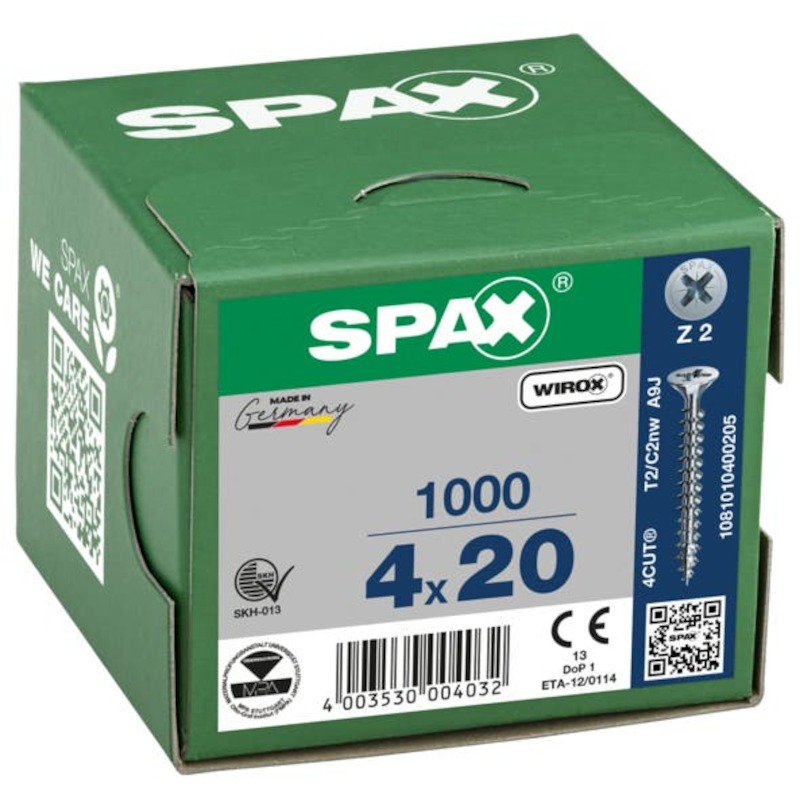 VIS À BOIS AGGLOMÉRÉ PZ2 VD SPAX S - 4,0X20 - ZN