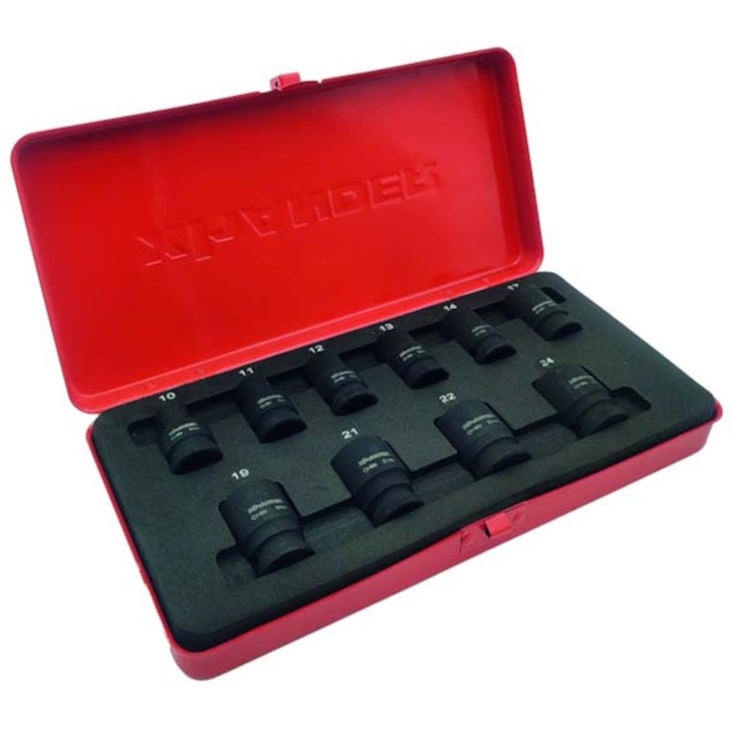 SLAGMOERDOPPENSET 1/2" - 10 TOT 24 MM - 6 KANT 10 DELIG