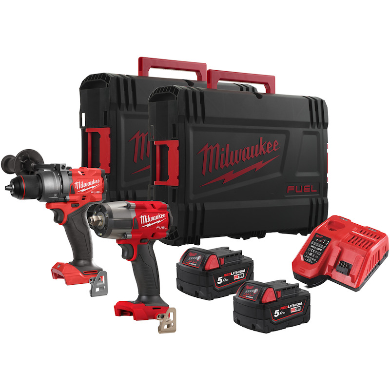 Milwaukee - Cordless power tool kit - M18 fuel M18 FPP2F3-502X - M18 FPD3 - M18 FMTIW2F12 - 18 V - 2x 5.0 Ah - hd Box - 08119358