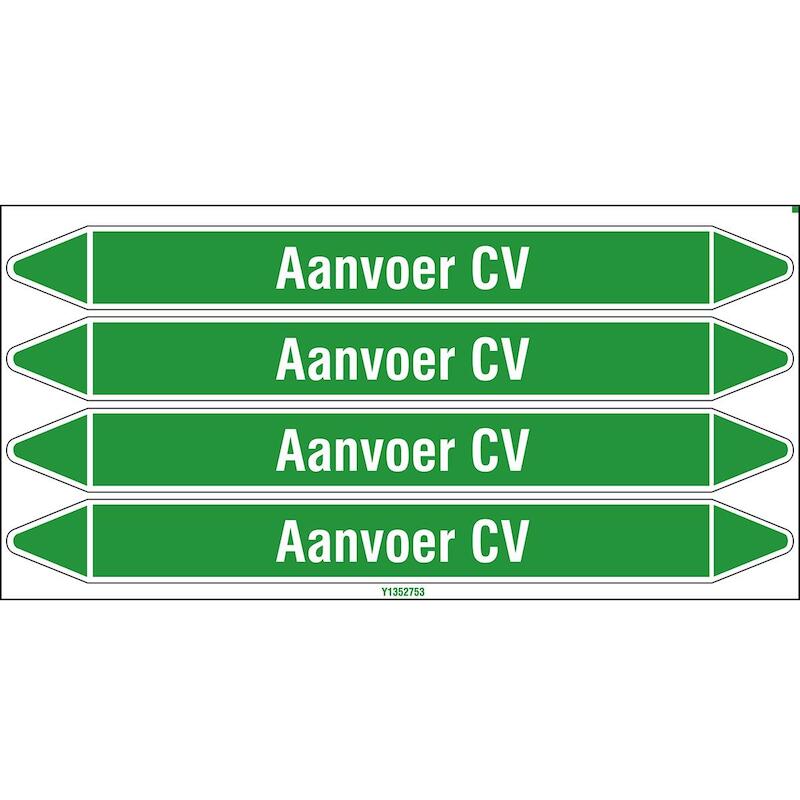 LEIDINGMERKER - BRADY N005725 - 'AANVOER CV' WIT OP GROEN 250X 26 MM (4 EA)