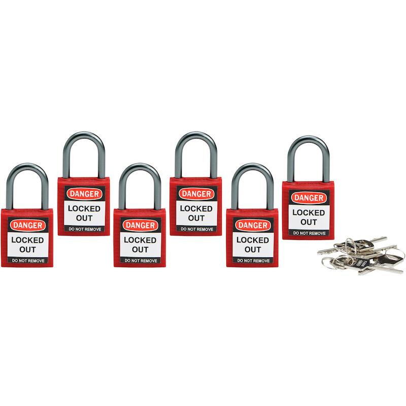 COMP SAFE PADLOCK 32MM SHA KD RED/6    BRADY   6ST