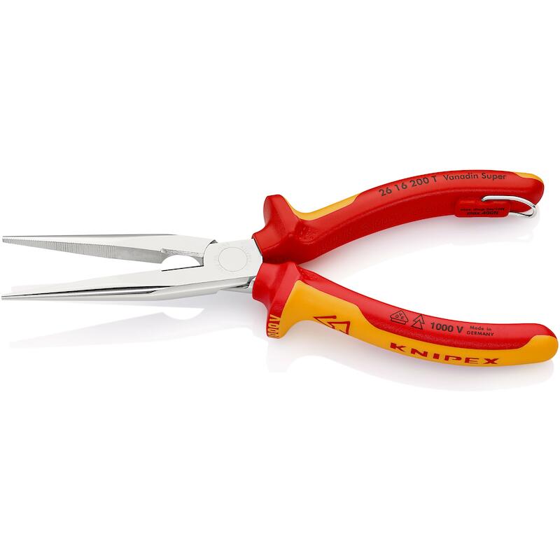 KNIPEX 2616200 PLATSPITSE TANG MET ZIJSNIJDER VERCHROOMD 200 MM