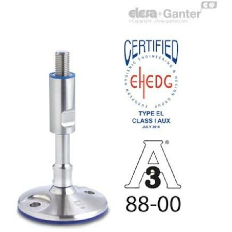 NIVELLEERVOET INOX HYGIENIC 20-100-M16-175-B