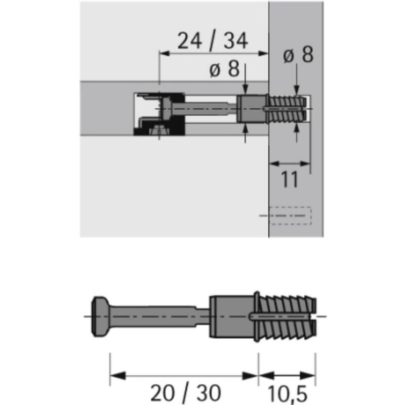 HETTICH 047458 RAPID SNELMONTAGEDREVEL DU325  8MM