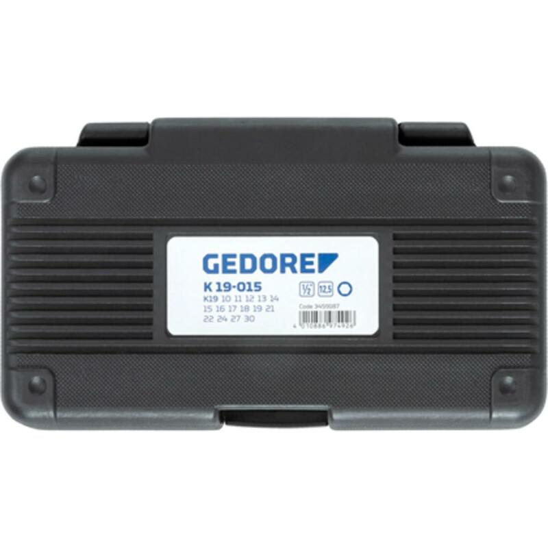 Gedore - k 19-015 - slagmoerdopsleutelset - 1/2" - 6-kant - 10-30 mm - 15-DELIG - 08102466