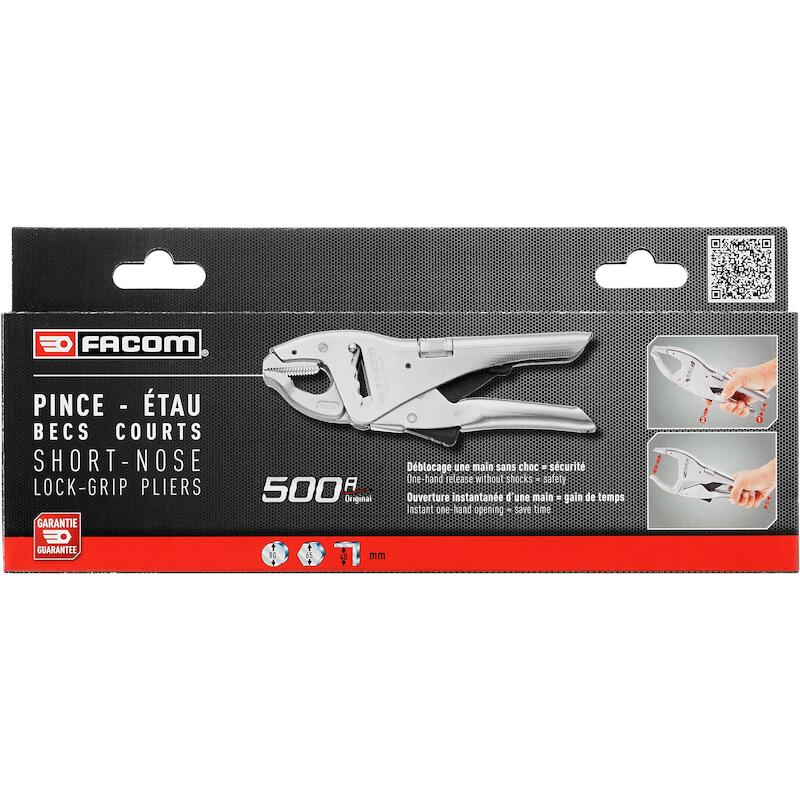 Facom - Automatische griptang - 500APB - Korte bekken - Gebogen - Spanwijdte 80 mm - Lengte 230 mm - 02622588