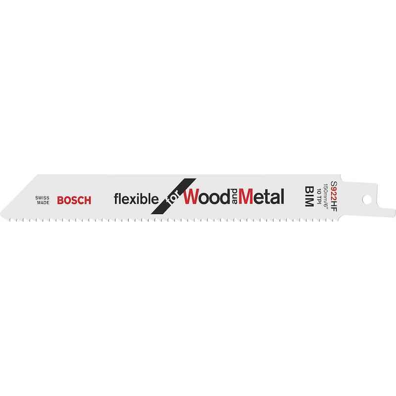Bosch - Reciprocating saw blade - s 922 hf - Flexible for Wood and Metal - bim - 150 x 0.9 mm - 10 tpi - 2 pieces - 01048668