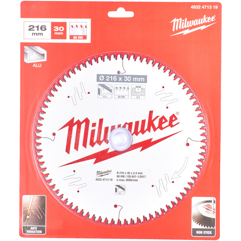 CIRKELZAAGBLAD 216MM   HOUT 4932471319 80T MILWAUK