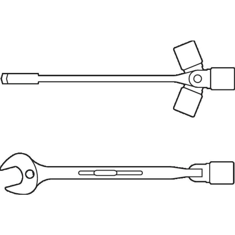 STEEKDOPSLEUTEL+KNIEGEWR.   534 10 (L=179)  GEDORE
