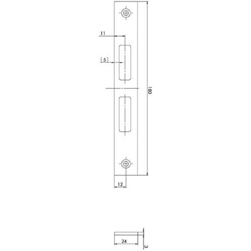 SLUITPLAAT 180X24X3MM VLAK  3630.03.24 AS2600  KFV