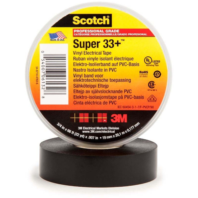 ISOLATIEBAND PVC ZWART      SUPER 33+  19MMX20M 3M