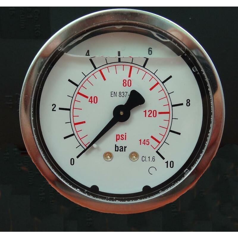 MANOMETRE 1/4"AA D63-0/10BAR    1155   INOX GLYC.