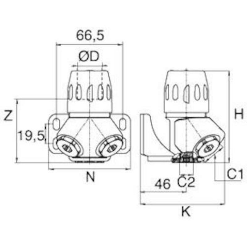 PLAQUE FIX.45°25MM - 2X1/2" 6682 25 21    TRANSAIR