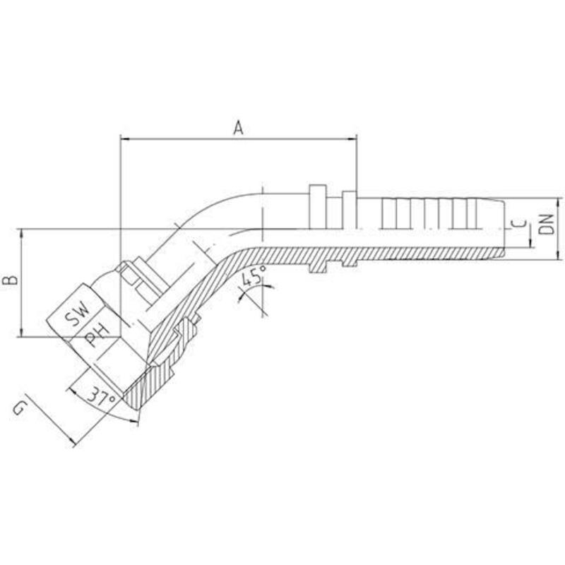 PERSKOPPELING 45°           DKJ-1 5/16"-45°-DN 1PH