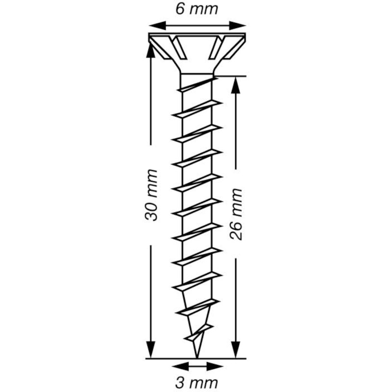 VIS À BOIS AGGLO. VD TORX10 T-STAR+ 3,0X30 - WIROX