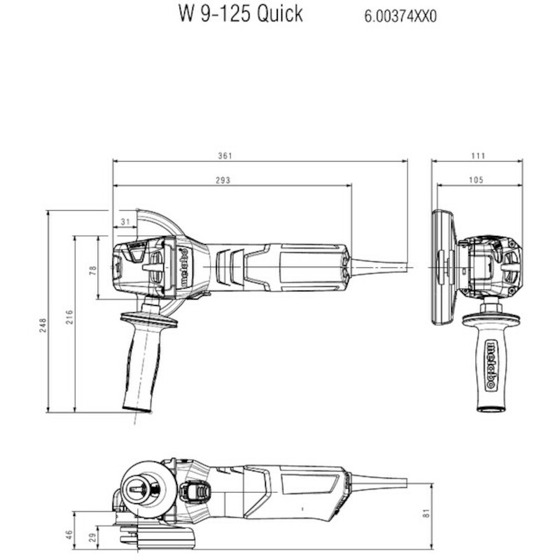 MEUL.D'ANGLE 900W/125MM     W 9-125 QUICK   METABO