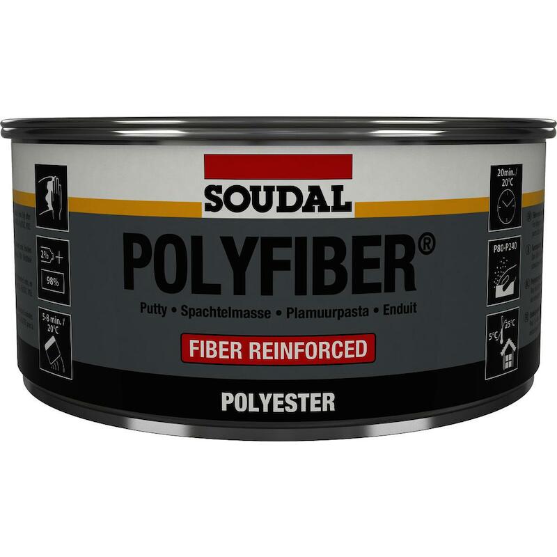 POLYESTERPLAMUUR GRIJS      POLYFIBER 1,5KG SOUDAL