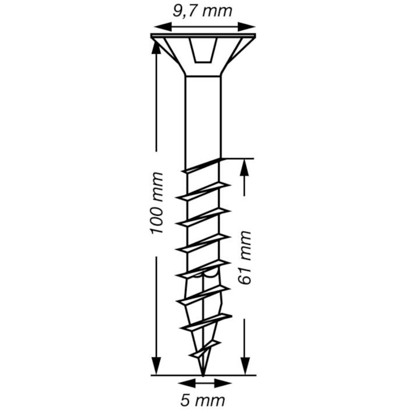 VIS À BOIS AGGLO. DD TORX20 T-STAR+  5,0X100 - ZN