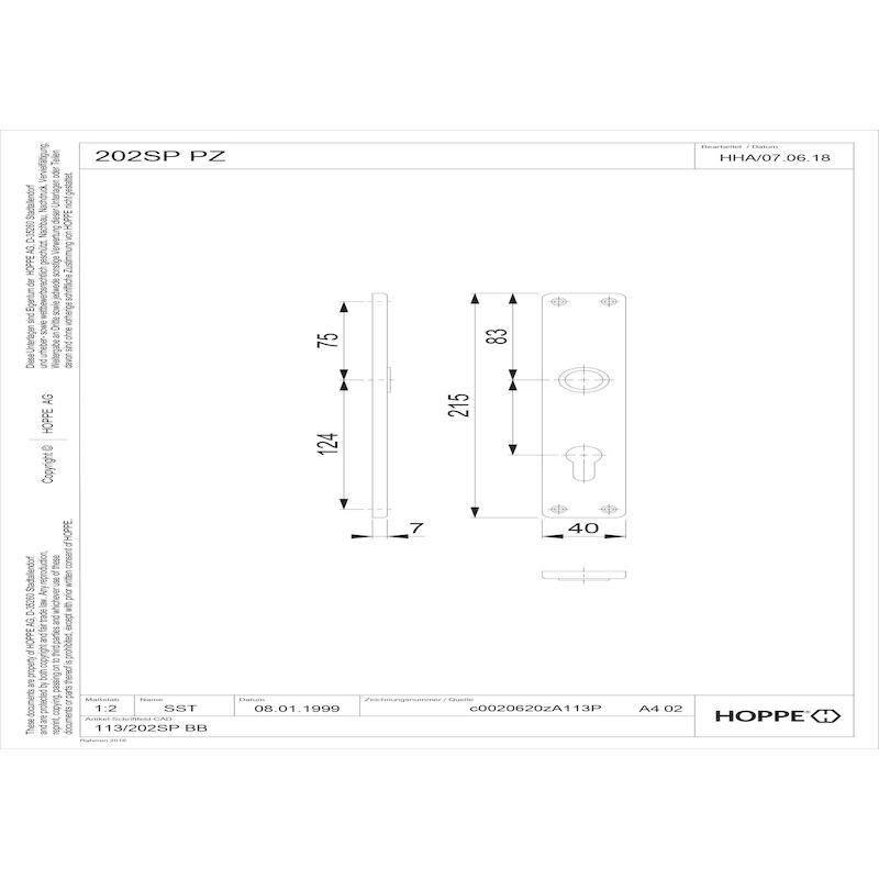 PLAAT SLEUTELGAT 202SP F1   BETA - ALU/PZ-72 HOPPE