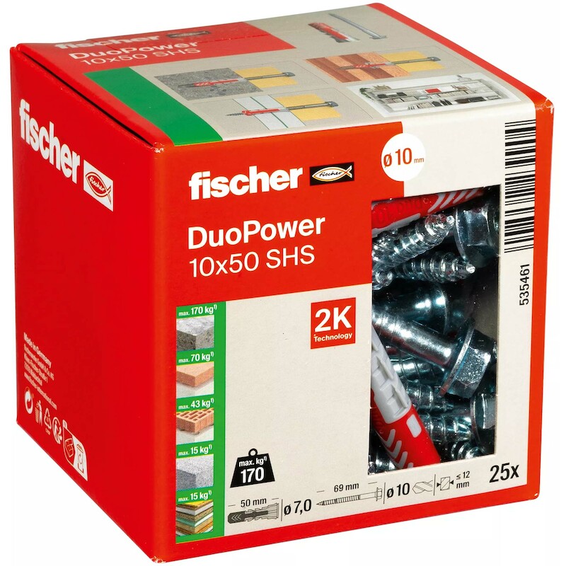PLUG NYLON 10X50 S(+SCHROEF)DUOPOWER       FISCHER