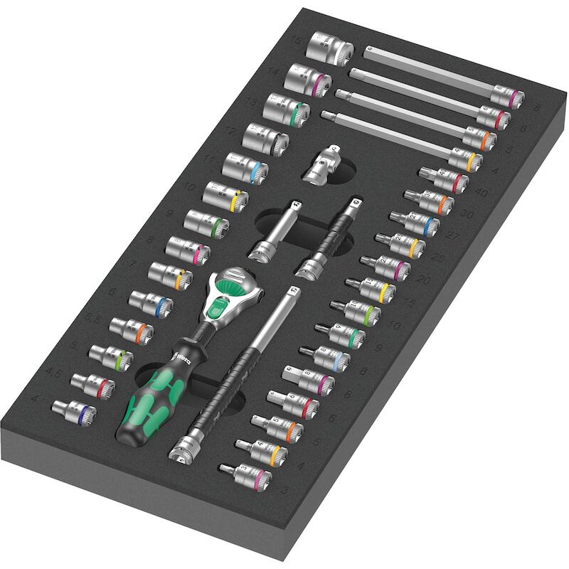 Wera - Foam insert 8000 a Zyklop 1/4" ratchet set 1 - 9720 - 4–15 mm - 37 pieces - 08085421